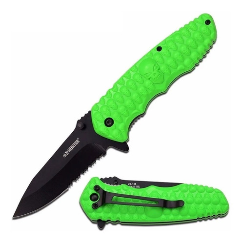 Imagen 1 de 9 de Cuchillo Navaja Green Skull Zombie Hunter Walking Dead