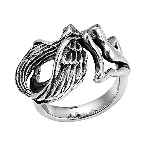 Flying Desnuda Ángel (virgo) 0,925 Anillo De Plata Esterlina