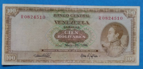 Billete De 100 Bs De 1966 R-7