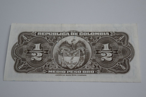 Imagen 4 de 4 de Billete De 1/2 Peso De Colombia Lleras