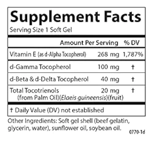 A – E-gems Elite, 400 Ui De Vitamina E Con Tocoferoles Y Tocotrienoles, Salud Cardaca Y Bienea Ptimo, Antioxidante, 60 Geles Blandos