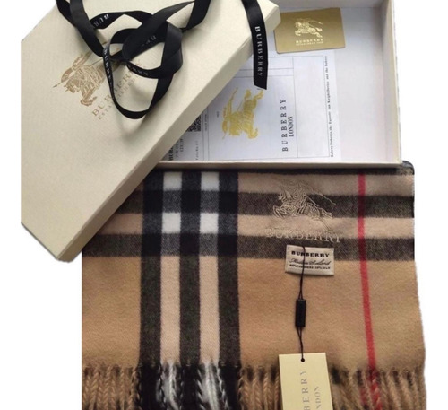 Cachecol Listras Cashmere 100% Marrom-claro Listras 170x40cm