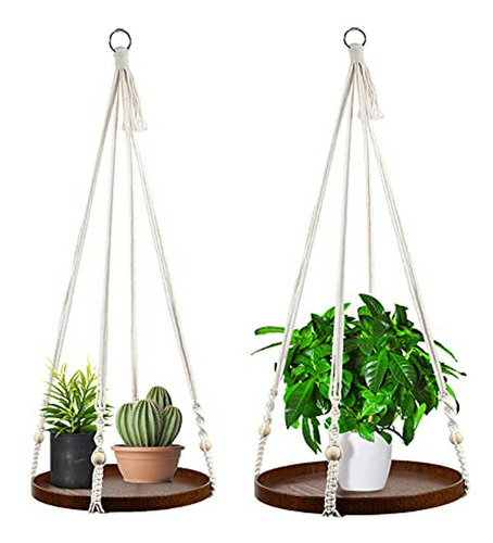 Juego De 2 Colgadores De Macramé Para Plantas - Decoración B