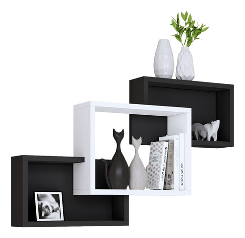 Estante Flotante Moderno Decoración Modulo Repisa Blanco Color Marrón Claro