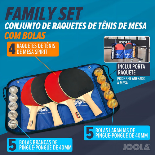 Juego de raquetas de tenis de mesa Joola Family Set, color negro, tipo cable cóncavo
