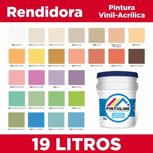 PVPR Cubeta de pintura vinílica premium 19 Lt color rojo