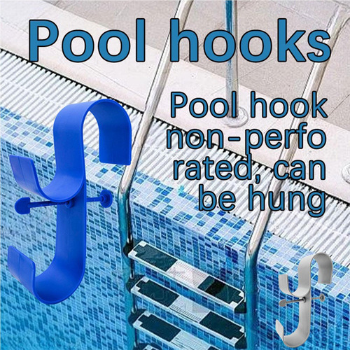 Colgador De Postes De Piscina Con Ganchos Dobles Sobre Azul