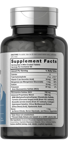 Horbäach Glucosamina Condroitina Msm Cúrcuma 360 Tabs H63 Sin Sabor