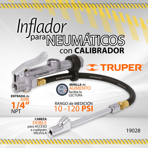 Inflador Truper P/neumatico Calibrador 19028 / 7501206602386