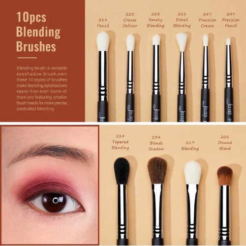 Set De 28 Brochas De Maquillaje Jessup T341 Pro Negro