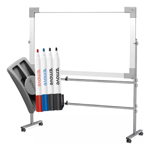 Quadro Branco Magnético 120x90 Cavalete Suporte Roda + Kit