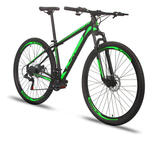Mountain bike Alfameq ATX aro 29 19 27v freios de disco hidráulico câmbios Indexado mtb cor preto/verde