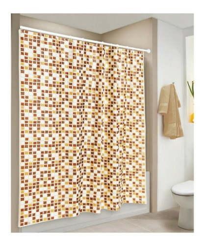 Cortina De Baño Estampada + Protector Y Ganchos