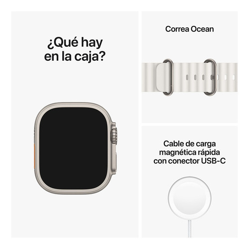 Apple Watch Ultra GPS + Celular - Caja de titanio 49 mm - Correa Ocean blanca - Excelente (Reacondicionado)