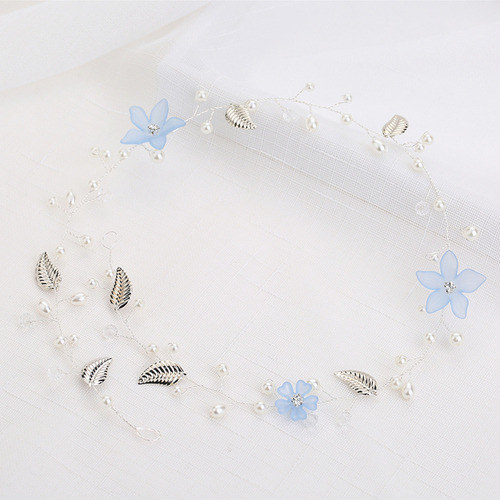 Diadema Azul Hecha A Mano, Hermosa Cabeza Decorativa Con For