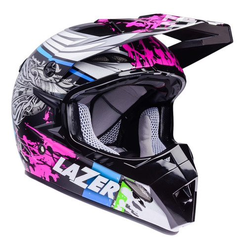 Casco P/ Motociclista Cross Lazer Mx8 Flash Pure Glass