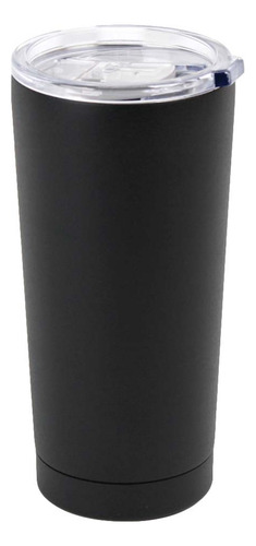 Termo Vaso De Acero Inoxidable Con Tapa 600 Ml Vencort Color Negro