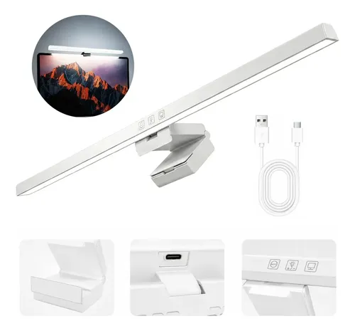 Barra De Led Monitor Luz Usb Luminaria Para Monitor De Computador Pc Mesa Notebook Light Bar Branca Dimmable Quarto Gamer Escritorio Home Office