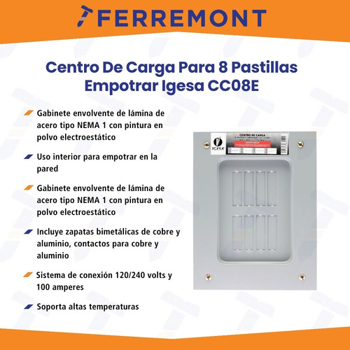 Centro De Carga Para 8 Pastillas Empotrar Igesa Cc08e