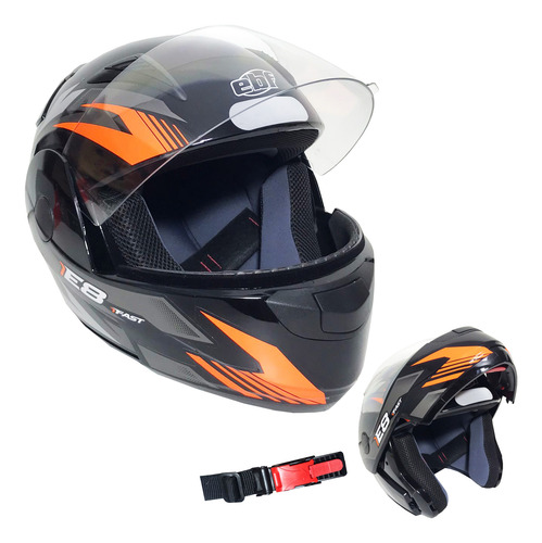 Capacete Unissex Ebf Fast E08 Robocop Preto Laranja Tam 60