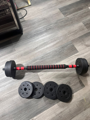 Set 2 Mancuernas 10 Kilos En Total Mas Barra Entrenamiento