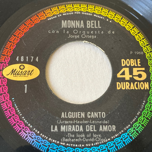 Monna Bell / Alguien Cantó Vinilo Ep 7 1968 Impecable (Usado)