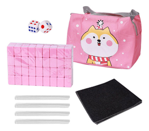 Juego De Mahjong De Viaje Portátil Con Estuche De Rosa