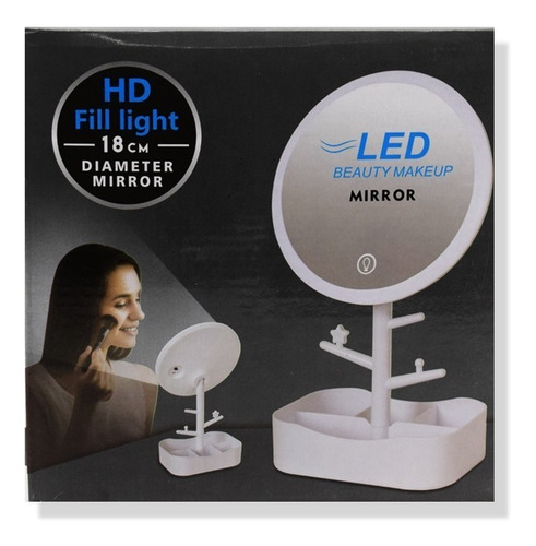 Imagen 4 de 8 de Espejo De Maquillaje Led Joyero 18 Cm De Diametro