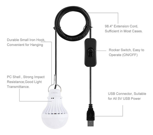 Bombillas Led Para Acampar, 2 Unidades, Usb, Cama Infantil,
