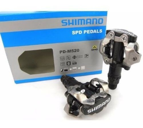 Pedal Shimano Clip Pd M520 Preto Com Taquinhos Mtb Bike