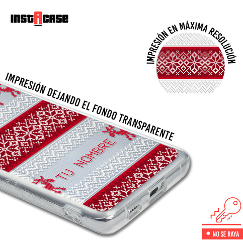 Funda Para Motorola Ugly Sweater Navideño Rojo Con Tu Nombre