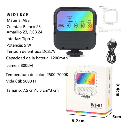 Luz Rgb Para Celular De Video/cámara Lámpara + Clip Teléfono