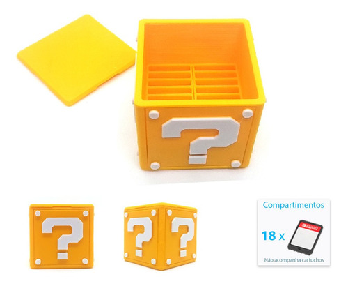 Imagem 2 de 2 de Caixa Para Cartuchos Switch Mario 18 Cartuchos