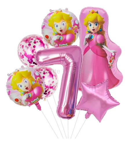  Globos Princesa Peach Xl Cotillon Cumpleaños Mario Bross