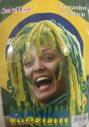 Peruca Rastafari Do Brasil - Torcedor Copa Do Mundo Futebol Cor Verde E Amarelo