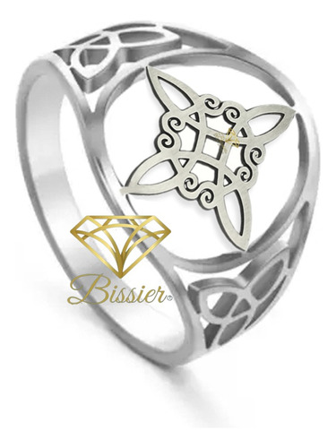 Anillo Fino Nudo De Brujas Wicca Curado Luna Llena Plata 925