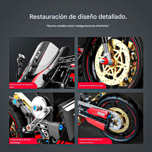 Moto Ducati Kawasaki Para Armar Construcción Technic Dat V4 809 Ducati Dat V4