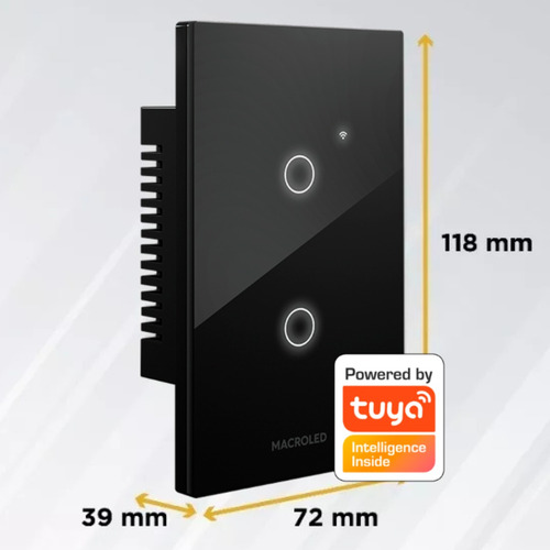 Imagen 2 de 6 de Tecla Llave Smart Tactil Vidrio 2 Luces Canales Alexa Google