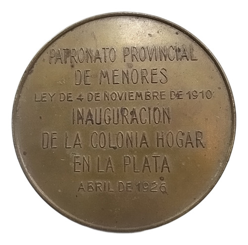 Medalla Prov Bs As 1926 Patronato Provincial La Plata (Usado)