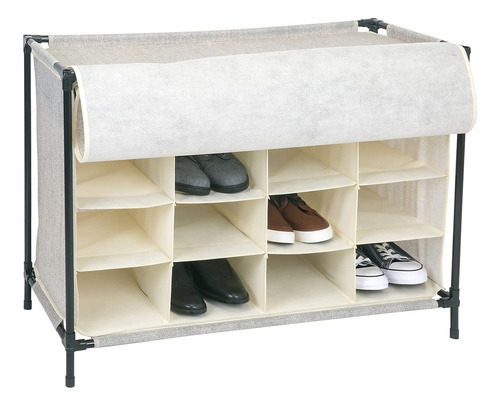 Zapateros Apilables 16 Pares Con Cubierta Color Beige
