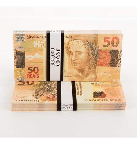 50 Reais Tamanho Real Sem Valor Para Clipe Cédulas Falsas