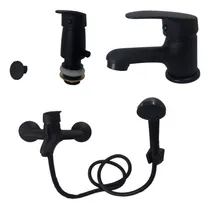 Comprar Juego Monocomando Completo P\u002Fbaño Negro C\u002Ftransferencia