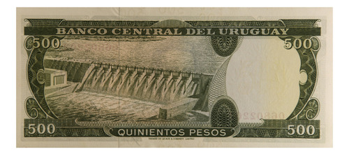 Billete De Uruguay $500 Año 1967 Reverso - Lámina 45x30 Cm.