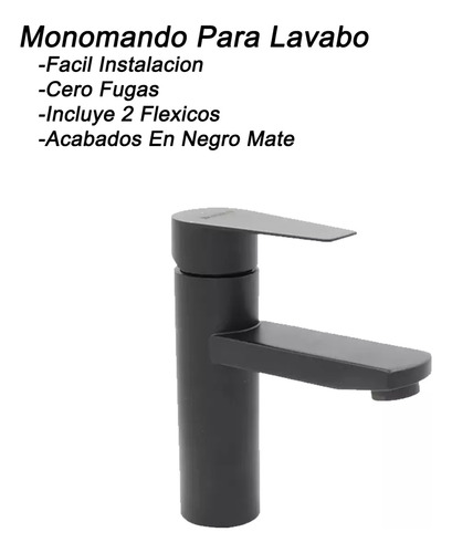 Monomando Lavabo u Ovalin Baño Acero Inoxidable 304 Acabado Negro Mate Bmc