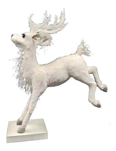 Venado Blanco Saltando Decoración Navideña Adorno Navidad