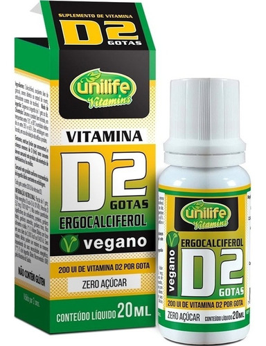 Vitamina D2 Ergocalciferol Vegan Unilife 200 Ui Por Gota 20m