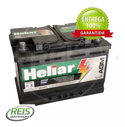 Bateria de carro Heliar 70Ah – HG70ND / HG70NE  Reis Baterias - Reis  Baterias: Pague em 10X SEM JUROS