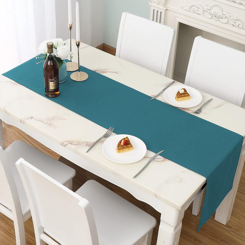 Dualife 2 Pack Teal Table Runner 108 Inch Long 9 Ft Soft Wed