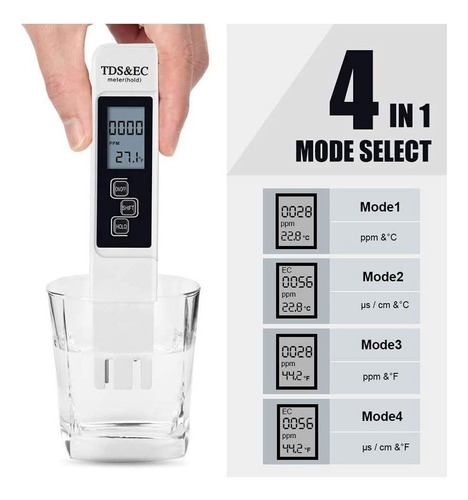 Medidor De Ph Tds Ec Lcd Pureza Del Agua Ppm Filtro Hidropón