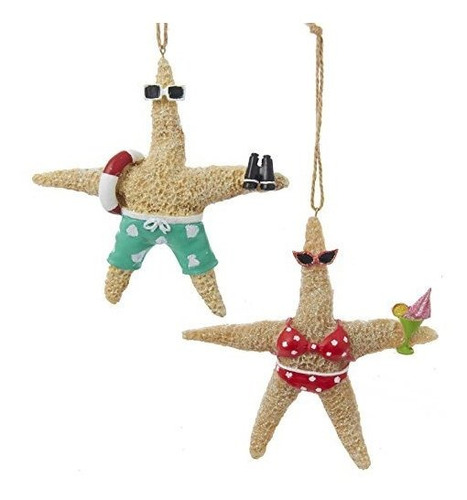 Whimsical Beach Starfish Couple In Swimsuits Christmas